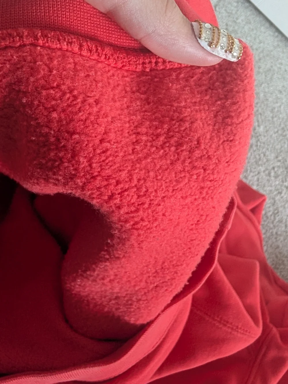 Nike Red Fleece-Lined Pullover Hoodie with White Logo